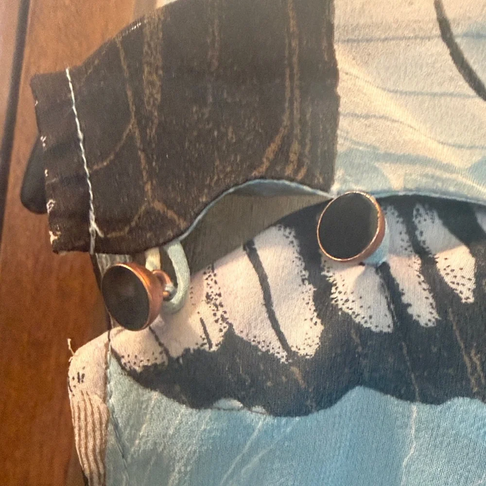 Leifsdottir Blue and Black Butterfly Print Blouse - Picture 4 of 4